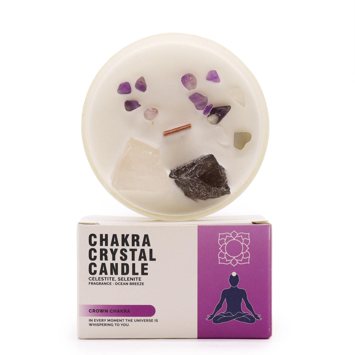 Chakra crystal candle crown chakra | Rooted Flame