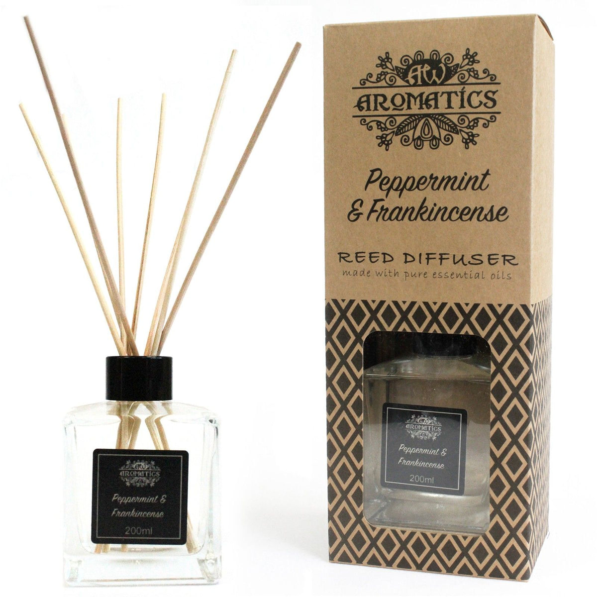 200ml peppermint and frankincense essential oil reed diffuser | Rooted Flame