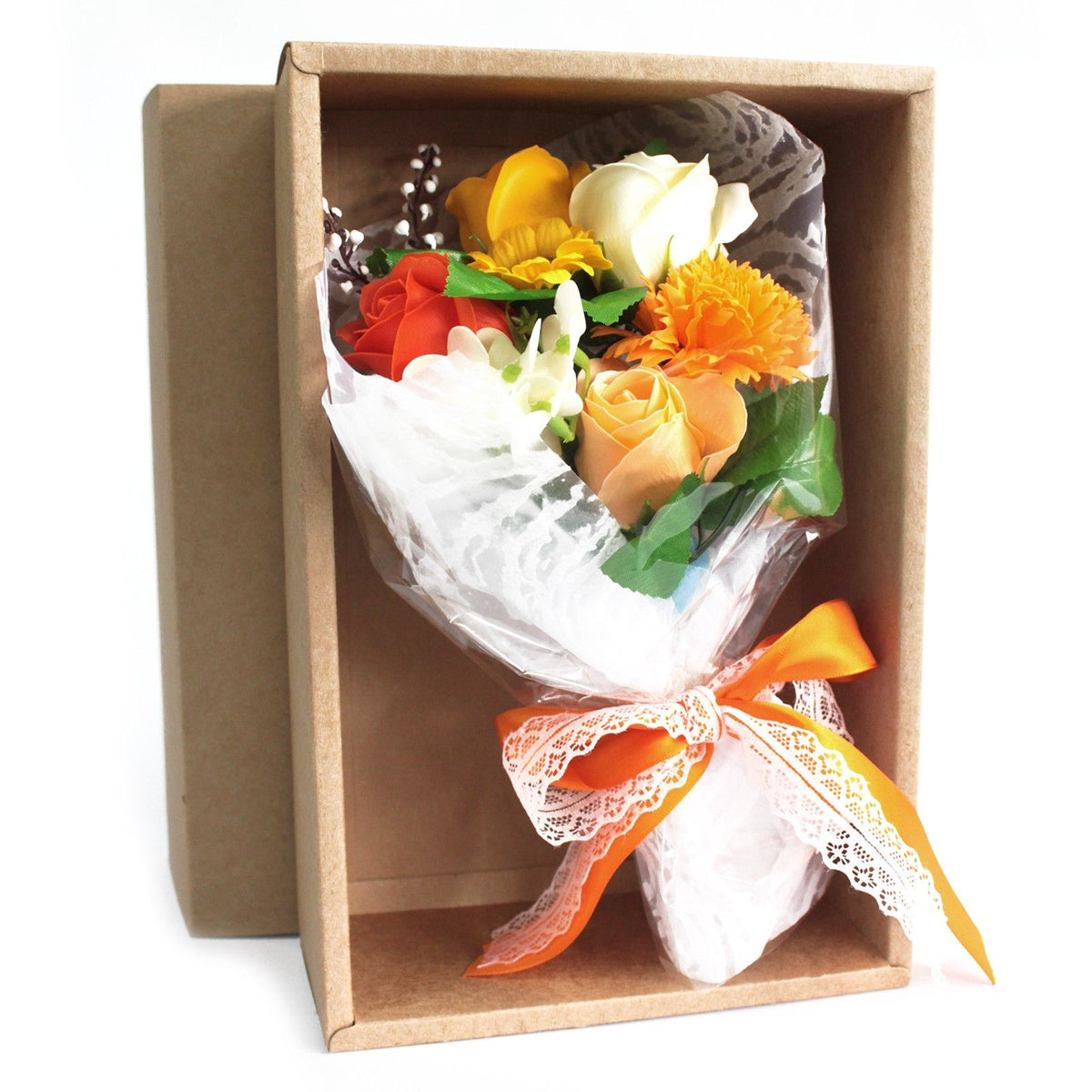 Boxed hand soap flower bouquet orange | Rooted Flame