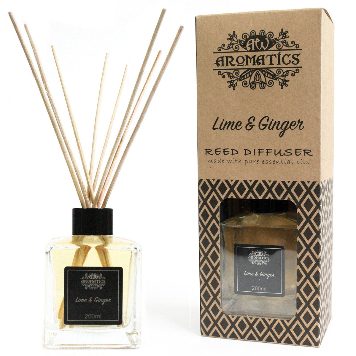 200ml lime and ginger essential oil reed diffuser | Rooted Flame
