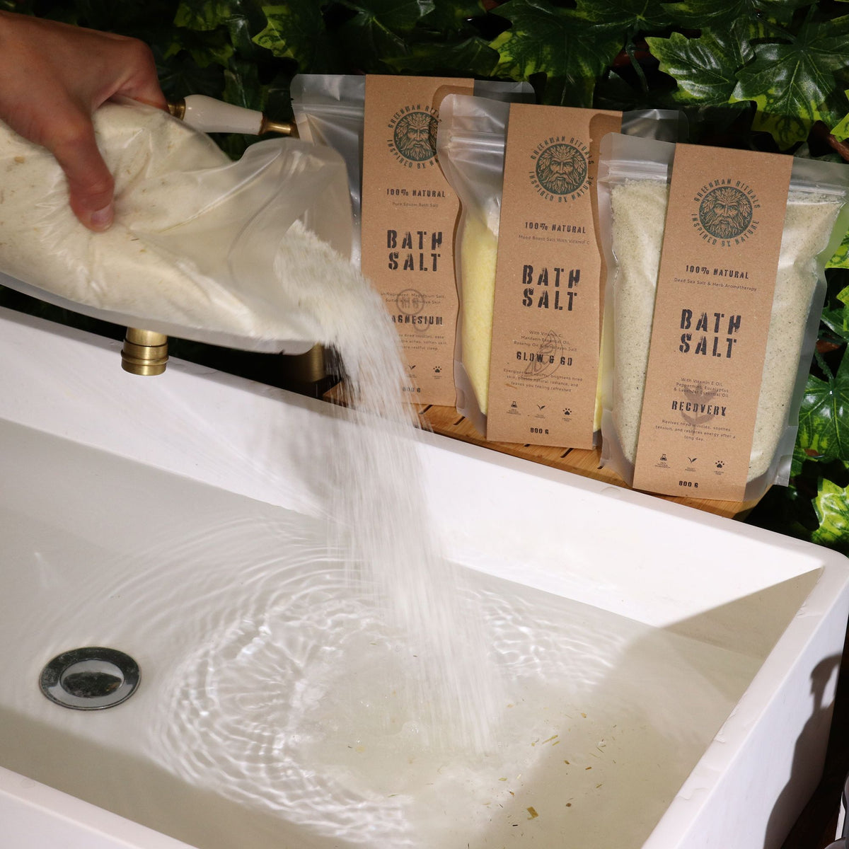 Greenman Rituals oat and honey epsom bath salt spa relax blend | Rooted Flame