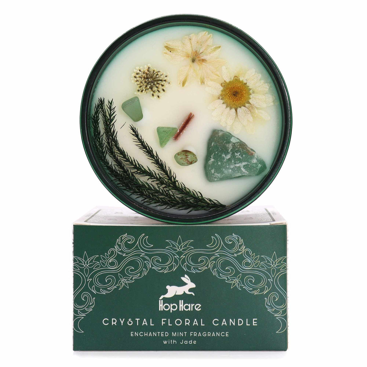 Hop Hare crystal magic flower candle The Magician | Rooted Flame