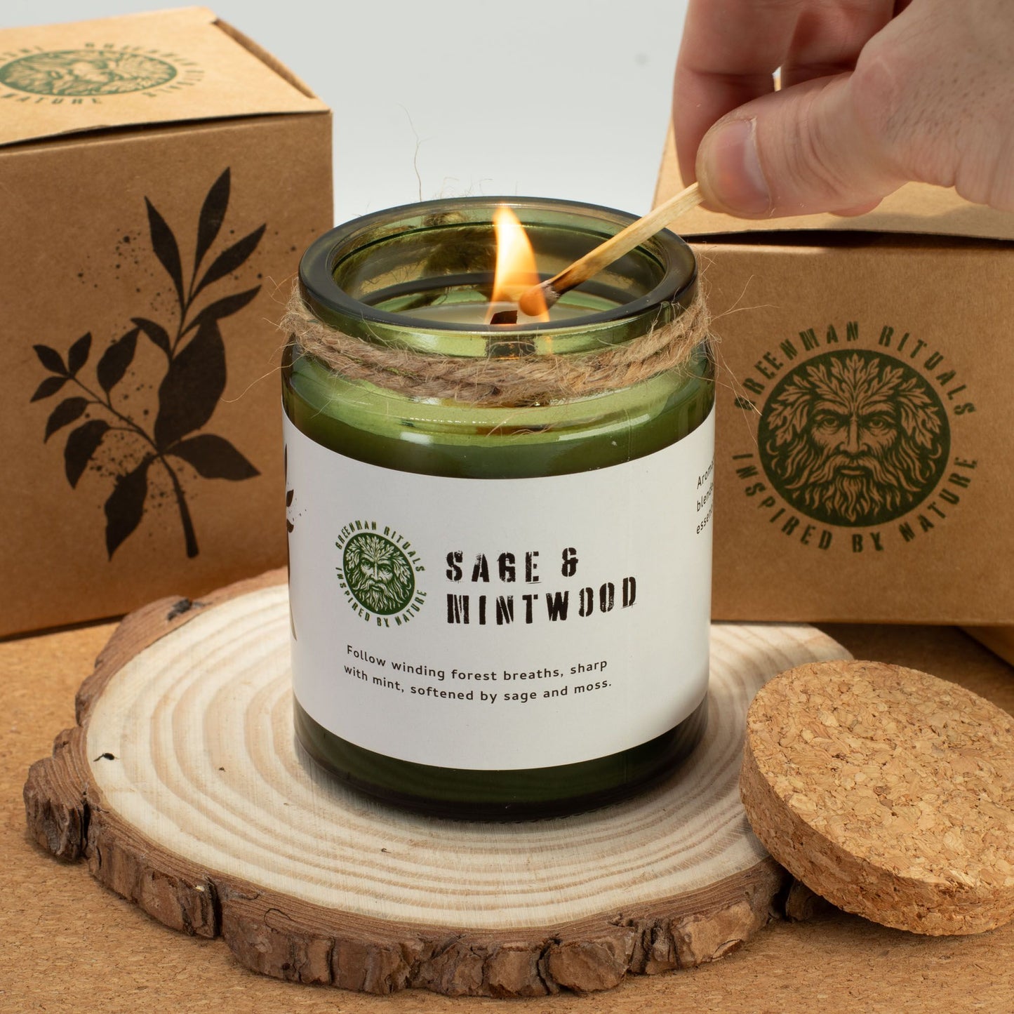 Greenman Woodwick Soy Candle - Woodland Zest