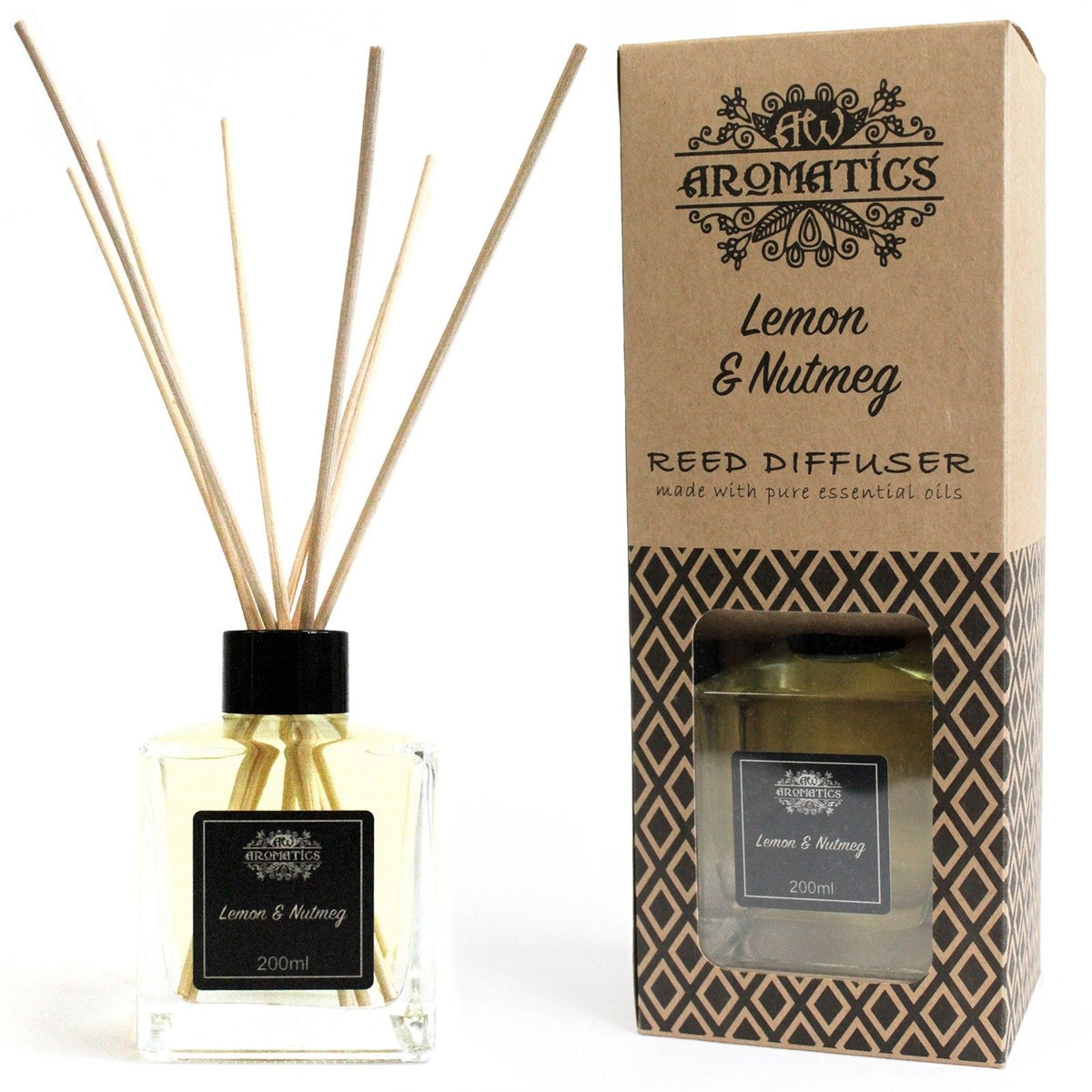 200ml lemon and nutmeg essential oil reed diffuser | Rooted Flame