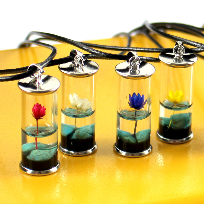 Natural Dried Flower Pendant Drip Glue Dried Flower Daisy Necklace