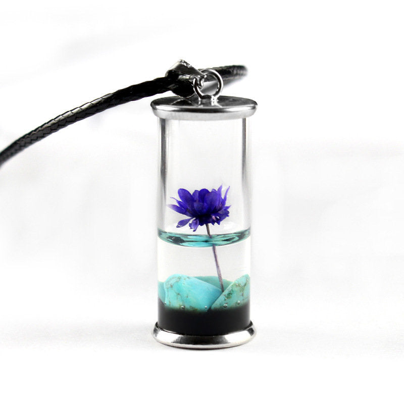 Natural Dried Flower Pendant Drip Glue Dried Flower Daisy Necklace