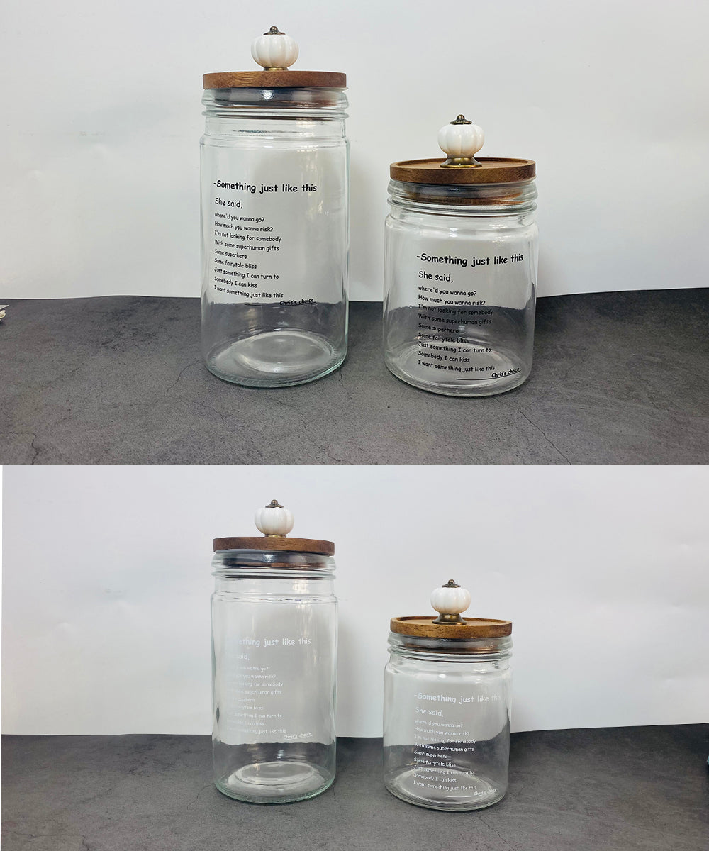 Vintage Acacia Wood Glass Storage Jar