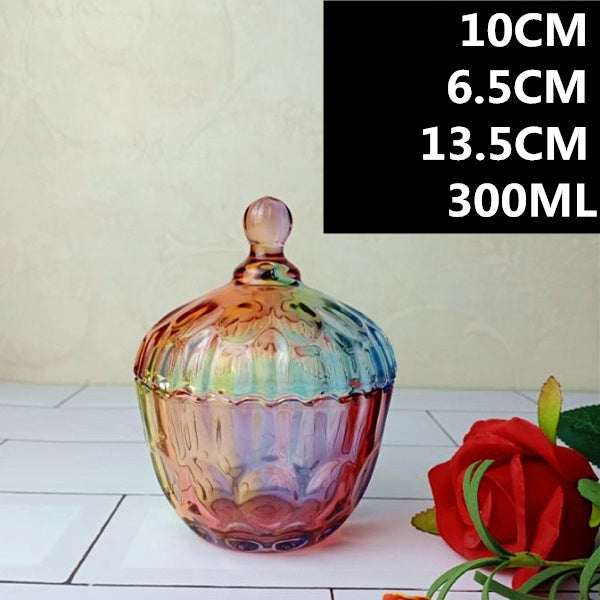 European Style Storage Jar Colorful Glass Candy Jar