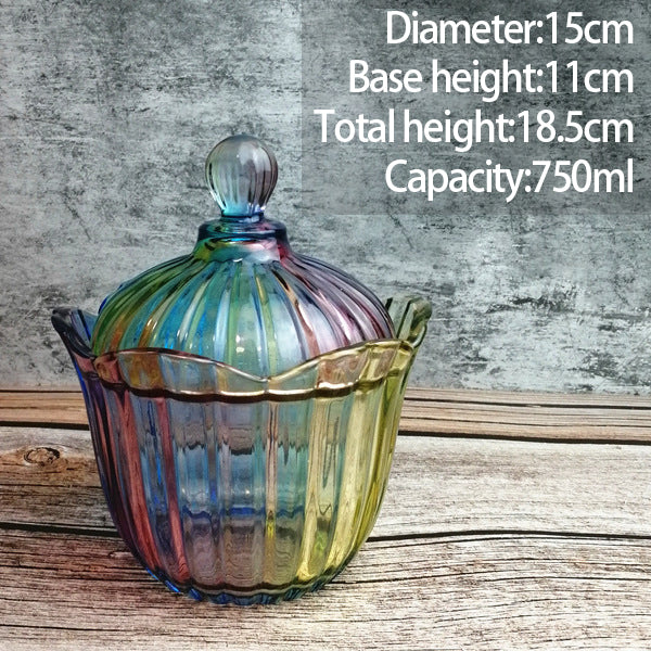 European Style Storage Jar Colorful Glass Candy Jar