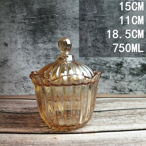 European Style Storage Jar Colorful Glass Candy Jar
