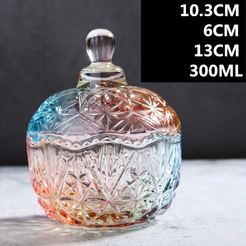 European Style Storage Jar Colorful Glass Candy Jar