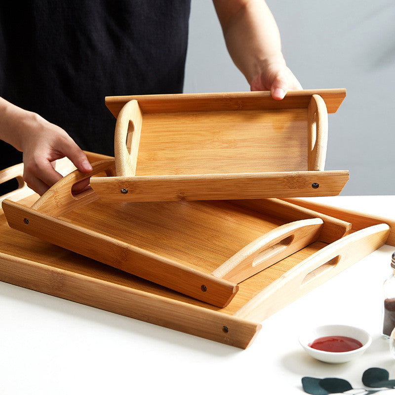 Rectangular Bamboo Tray Dim Sum Snack Bread Wooden Tray Tea Tray