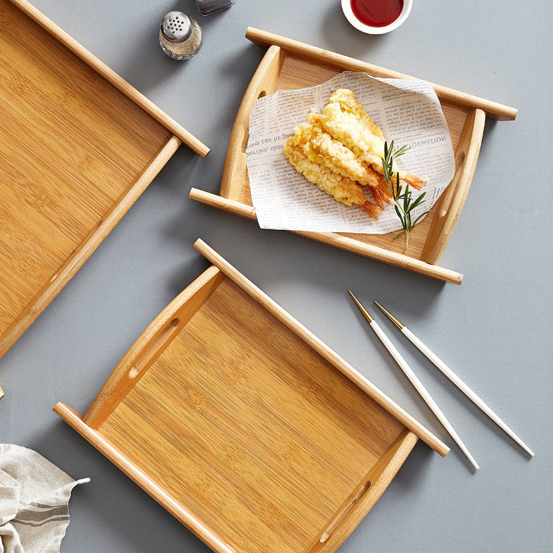 Rectangular Bamboo Tray Dim Sum Snack Bread Wooden Tray Tea Tray