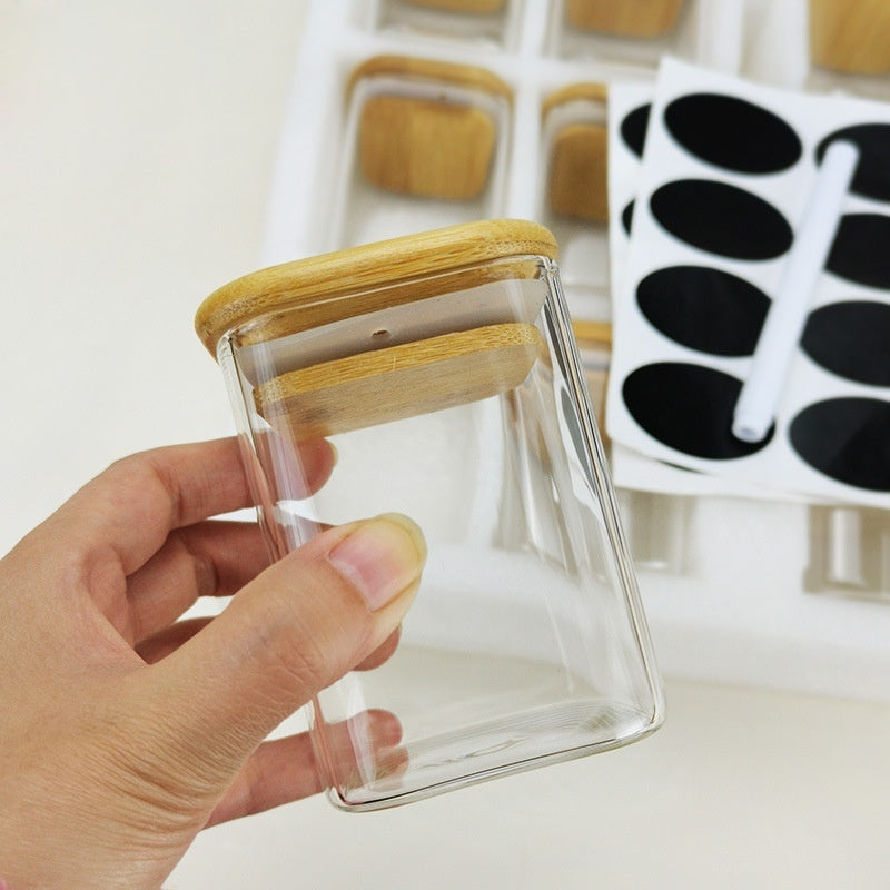 200ML Square Glass Storage Jar Set