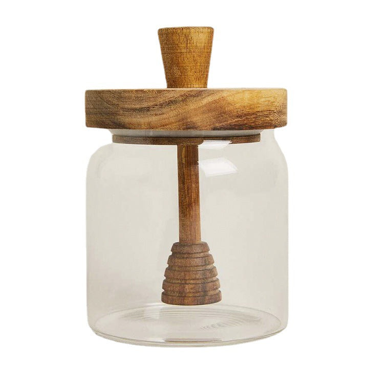 Round Glass Jar With Acacia Wood Lid