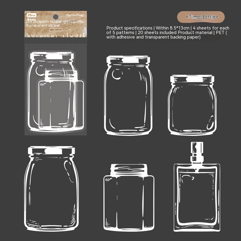 Dried Flower Bookmark Creative Glass Bottle Container PET Sticker Bookmark