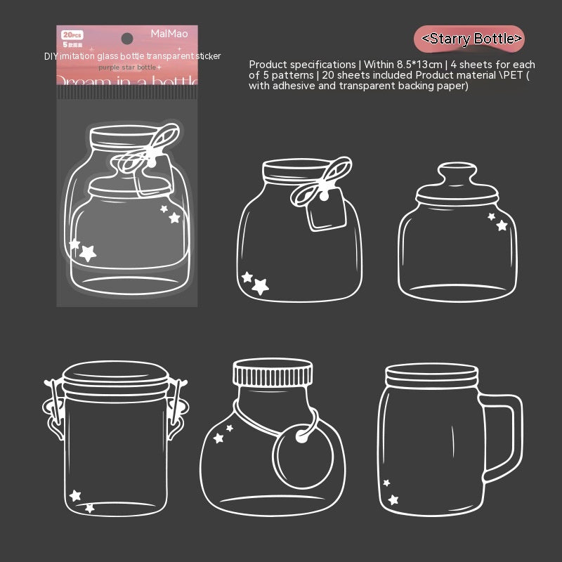 Dried Flower Bookmark Creative Glass Bottle Container PET Sticker Bookmark