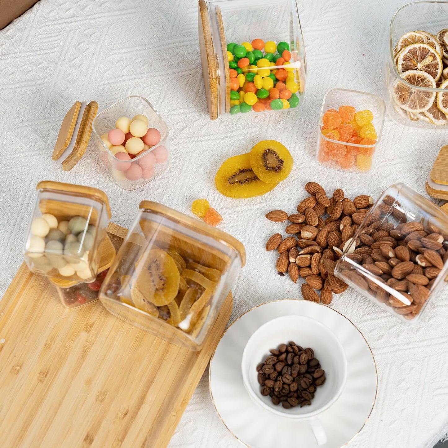 Square Glass Jar Seasoning Bottle Set With Lid, Storage Seal12-piece Set