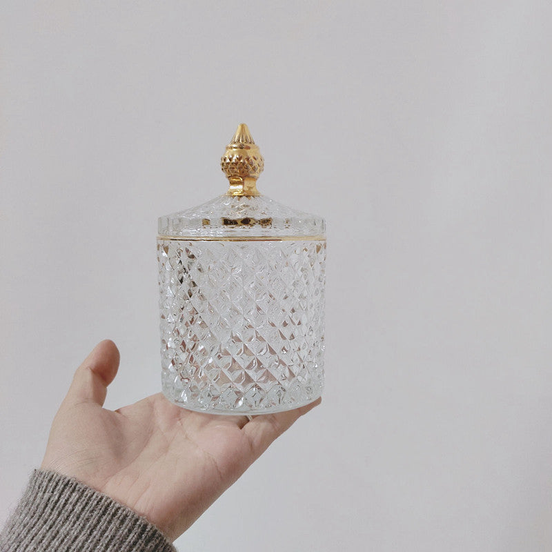 Retro Glass Sugar Jar Storage Jar Cotton Swab Jar