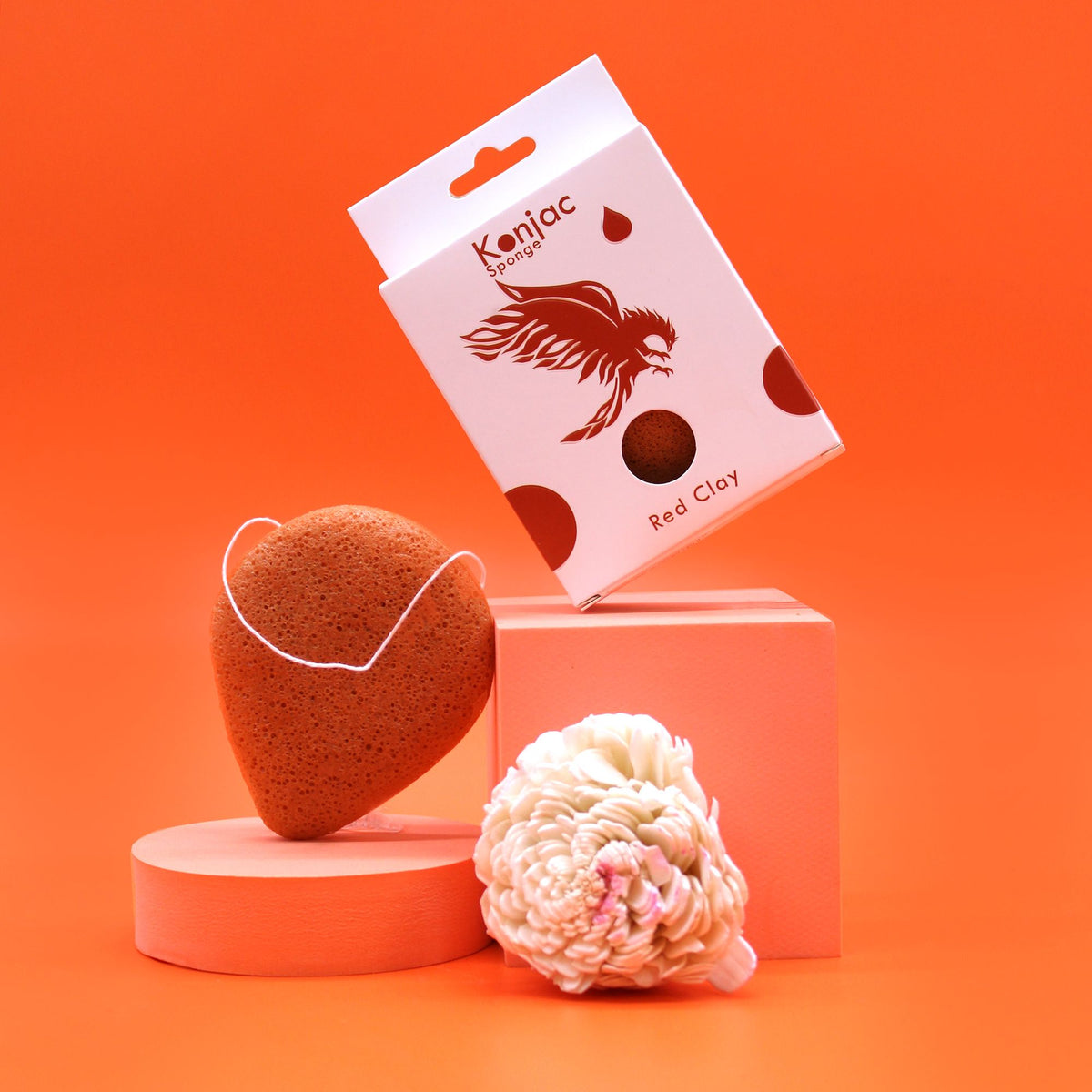 Red Clay Teardrop Konjac Facial Cleansing Sponge