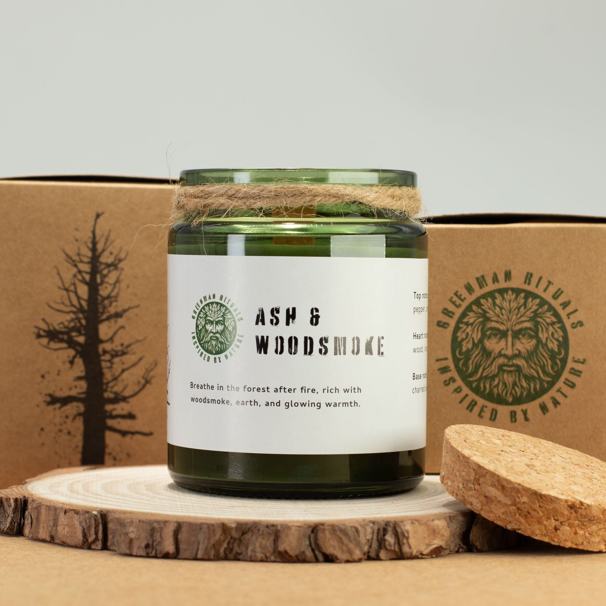 Greenman Woodwick Soy Candle - Ash & Woodsmoke