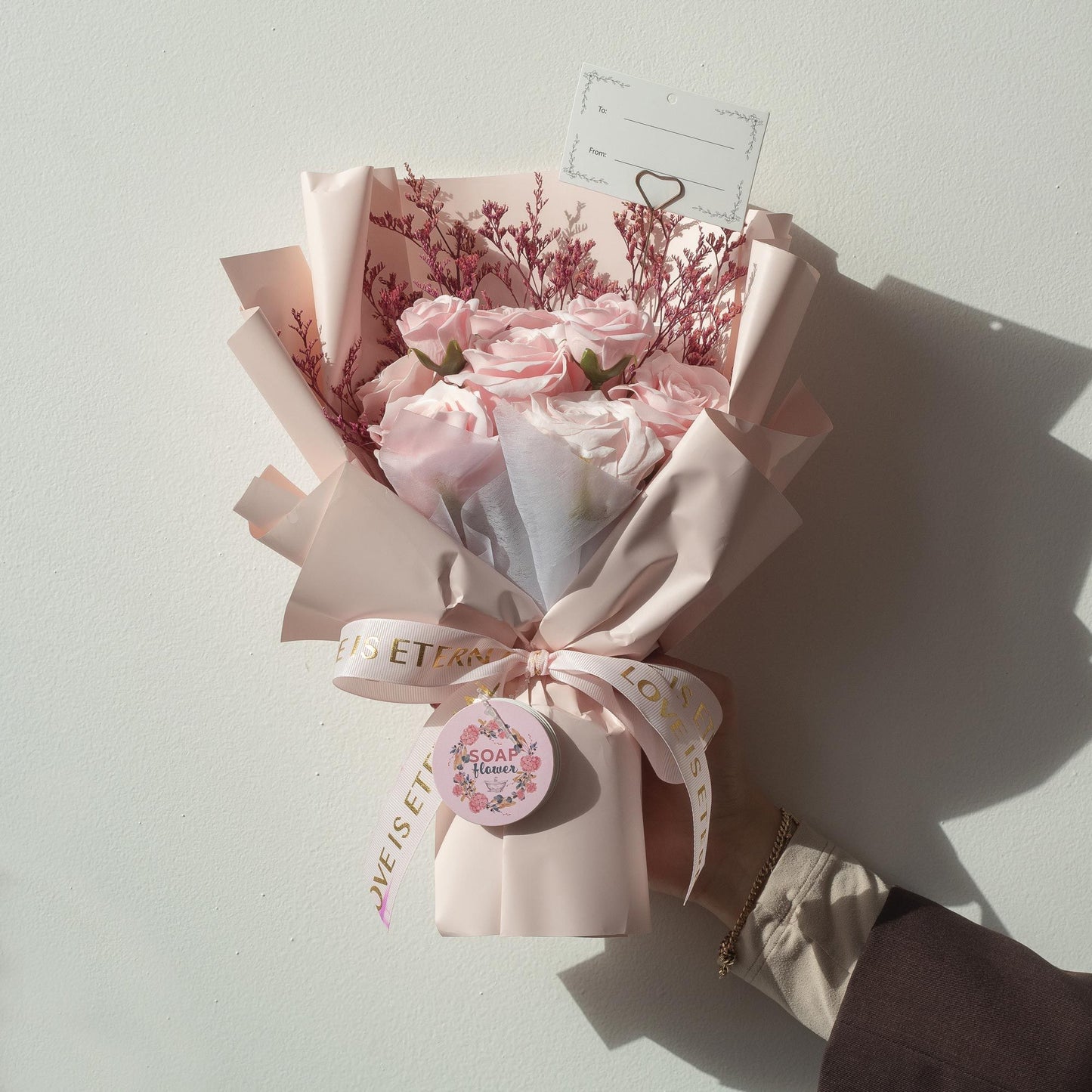 Large Pink Roses Bouquet - Love is Eternal -  Gift Card