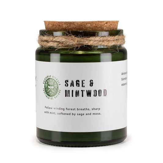 Greenman Woodwick Soy Candle - Sage & Mintwood