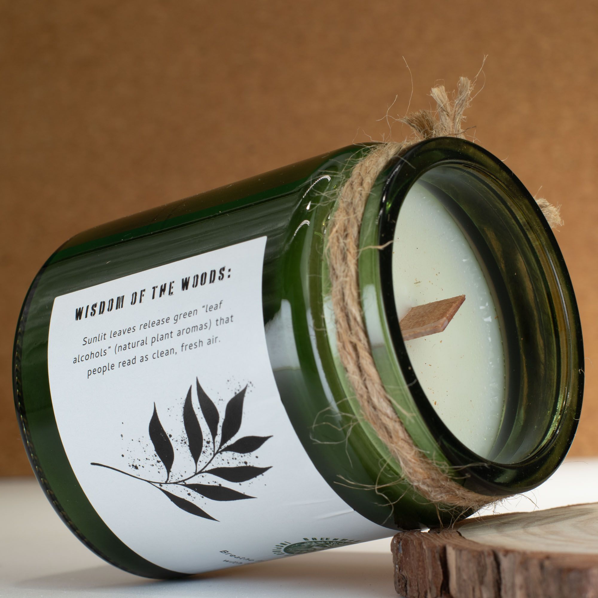 Greenman Woodwick Soy Candle - Leaves & Linen