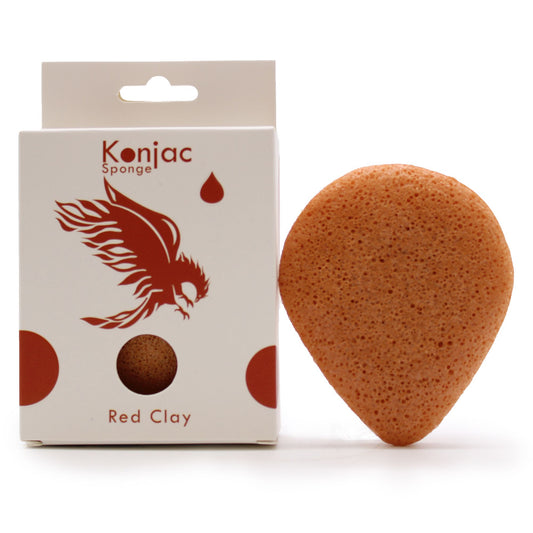 Red Clay Teardrop Konjac Facial Cleansing Sponge