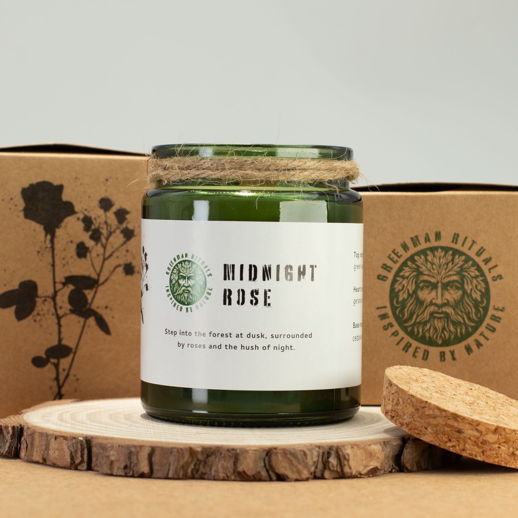 Greenman Woodwick Soy Candle - Midnight Rose