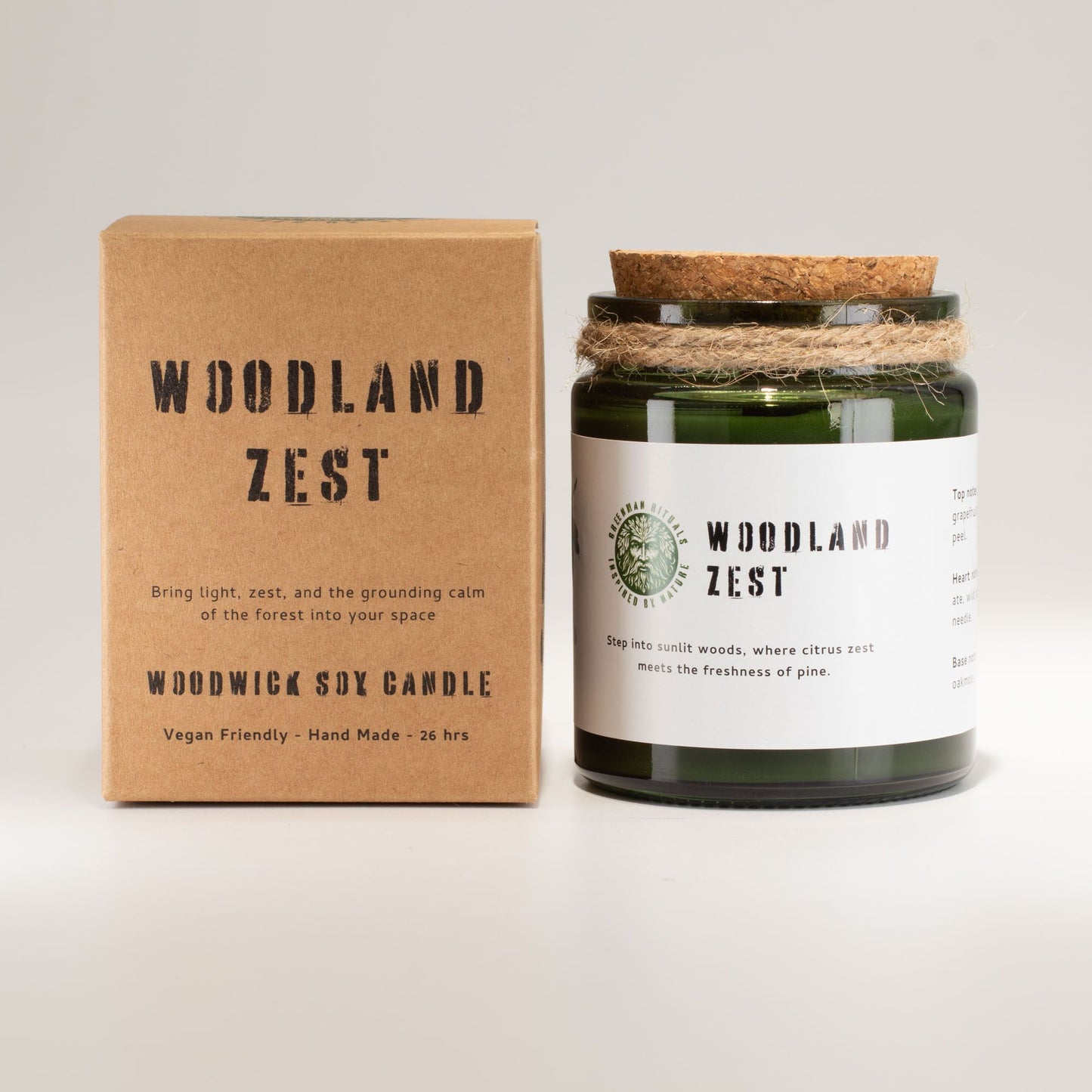 Greenman Woodwick Soy Candle - Woodland Zest