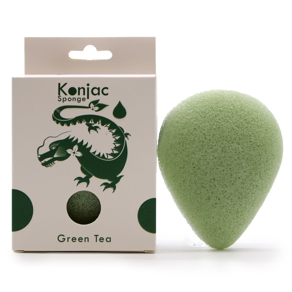 Green Tea Teardrop Konjac Facial Cleansing Sponge