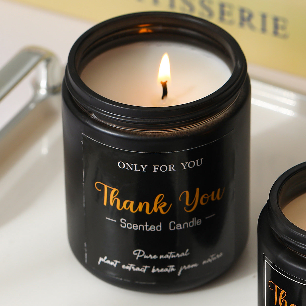 Aromatherapy Candle Black Glass Soy Wax
