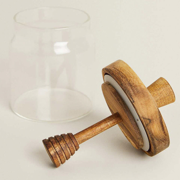 Round Glass Jar With Acacia Wood Lid