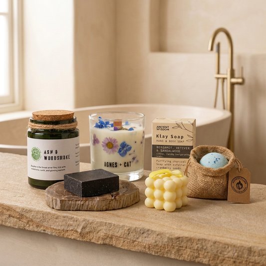 Updated bathroom gift-set picture with Moorland candle